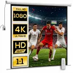 Projekcinis ekranas HOMCOM 189,5 x 189,5 cm 92 colių 1:1 HD 4K namams