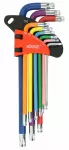 Torx raktų rinkinys T10-T50 CrV, 9 vnt., spalvotas