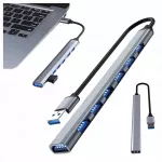 USB 3.0 &scaron;akotuvas, 7 jungtys, aliuminio korpusas, iki 5 Gb/s