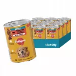 &Scaron;unų ėdalas PEDIGREE su jautiena ir kepenėlėmis drebučiuose, 12 x 400 g