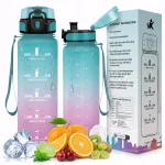 Vandens butelis 1000ml Tritan su matuokliu, motyvacinis