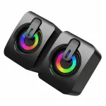 Juodi USB kompiuterio garsiakalbiai su žemųjų dažnių kolonėle (1 pora)