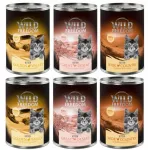 &Scaron;lapi kačiukų ėdalas Wild Freedom Kitten, 6 x 400 g, įvairūs skoniai