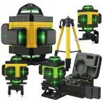 Kryžminis 4D lazerinis nivelyras su 16 linijų, 360&deg; aprėptimi, stovu ir nuotoliniu valdymu
