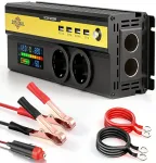 Įtampos keitiklis automobiliui su LCD ekranu, 12V į 230V, 1250W/2500W, 4 lizdai