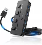 USB &scaron;akotuvas ACEELE, 4 jungtys, 120 cm ilgio laidas, atskiri jungikliai
