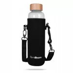 Stiklinis vandens butelis su bambukiniu dangteliu GymBeam 600 ml