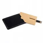 Metalinė USB atmintinė 8GB, auksinė, su graviravimu ir odiniu dėklu