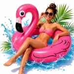 Pripučiamas plaukimo ratas flamingas, 120 cm