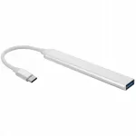 Sidabrinis aliumininis USB-C daugiafunkcis adapteris ne&scaron;iojamam kompiuteriui