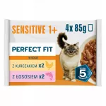&Scaron;lapias kačių ėdalas PERFECT FIT Sensitive 1+, vi&scaron;tiena ir la&scaron;i&scaron;a padaže, 4 x 85 g
