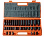 Smūginės galvutės 1/2", 8&ndash;32 mm, 6 kampų, 35 vnt., CR-MO, RA-35KD