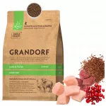 Sausas ėdalas mažų veislių &scaron;unims Grandorf su ėriena ir kalakutiena, 3 kg