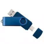 USB atmintinė 32 GB, USB 2.0/3.2, USB-C, TWISTER, tamsiai mėlyna