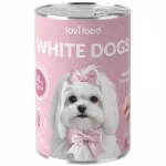 &Scaron;unų konservai Lovi White Dogs, triu&scaron;iena ir kalakutiena, 400 g