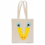 Vaiki&scaron;ka medvilninė pirkinių mai&scaron;elis su raide V ir monstriuku, ECO BAG TT_490, smėlio spalvos