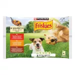 &Scaron;unų konservai PURINA Friskies su drebučiais, įvairių skonių, 4 x 85 g