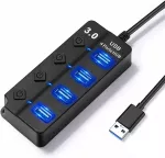 USB &scaron;akotuvas HOPPAC, 4 lizdai, su atskiromis LED jungtimis, greitas duomenų perdavimas