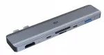 ISY IAD-1021-1 5in1 i&scaron;orinis USB-C adapteris: 2x USB-C, USB-A, HDMI, kortelių skaitytuvas