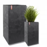 Mobilus gėlių lovelis KARO 30x30x60 cm, juodas betonas, IMITATION CONCRETE