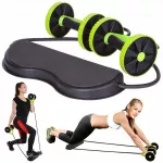 Raumenų treniruočių ritinėlis ROLLER CROSSFIT, hantelis ir tempimo ekspanderis