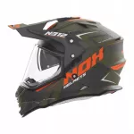 Motociklininko &scaron;almas NOX, enduro, khaki pilka/oranžinė, XS