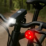 Dviračio LED žibintų rinkinys priekinis ir galinis, atsparus vandeniui, su baterijomis