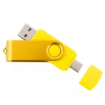USB atmintinė TWISTER 64GB, USB 3.0/3.2, USB-C, geltona