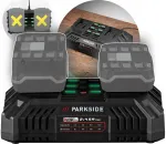 Dviguba įkroviklis Parkside PDSLG 20 B1, 20V, 2x4,5A
