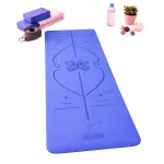 Moteri&scaron;kas dviejų spalvų jogos ir pilateso kilimėlis su orientacinėmis linijomis