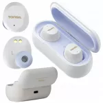 Belaidės ausinės TONSIL T45BT Bluetooth TWS su mikrofonu ir Powerbank, baltos