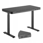 Reguliuojamas elektrinis ra&scaron;omasis stalas 120x60 cm, USB, 60 kg, 2 segmentai, su stalčiumi ir kabliuku