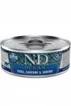 Katzenų konservai N&D Ocean su tunu, sardinėmis ir krevetėmis, 70 g