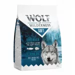 Sausas pa&scaron;aras &scaron;unims Wolf of Wilderness SOFT Blue River su la&scaron;i&scaron;a, 1 kg, pusiau drėgnas