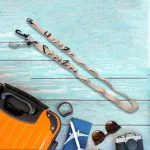 Stovyklavimo virvė su kabliukais, smėlio spalvos