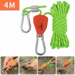 Palapinės virvės skriemulys su at&scaron;vaitu, 4 mm, 4 m, &scaron;viesiai žalias