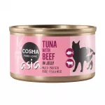 Katilų pa&scaron;aras Cosma Asia drebučiuose, 24 x 85 g, tunas su jautiena