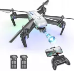 Dronas Wipkviey T6 su 1080P HD WiFi FPV kamera, 2 baterijos, headless funkcija
