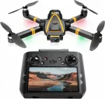 4K FPV GPS dronas su 4,5 colių ekranu, be&scaron;epetėliu varikliu ir 2 baterijomis