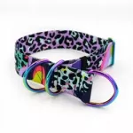Pusiau užveržiamas antkaklis &scaron;unims Crazy Leopard 4 cm HOLO, dydis M/L