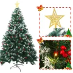 Dirbtinė eglutė 210 cm su LED ap&scaron;vietimu, žaisliukais ir 644 &scaron;akelėmis