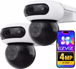 Vaizdo stebėjimo kameros EZVIZ C90 2K+ su dvigubu mikrofonu, garsiakalbiu ir automatinio sekimo funkcija, 2 vnt.