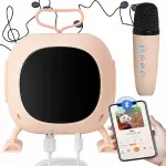 Belaidis karaoke garsiakalbis su mikrofonu ir LED RGB ap&scaron;vietimu