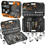 Galvučių ir raktų rinkinys NEO 233 vnt., 1/2", 3/8", 1/4", CrV, dėklas, 10-078