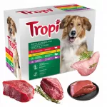 &Scaron;unų ėdalas konservuose TROPI, 4 skonių rinkinys, 12 x 100 g (1,2 kg)