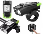 Dviračio priekinis LED žibintas su USB įkrovimu ir skambučiu