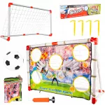Futbolo vartai su tinklu ir kamuolio kilimėliu, ne&scaron;iojami, treniruotėms