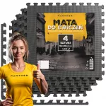 Guminiai apsauginiai kilimėliai sporto įrangai, 4 vnt., 60x60 cm, i&scaron; viso 120x120 cm, dėlionės tipo