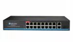 Tinklo jungiklis CERVUS, 16x PoE, 2x Gigabit uplink, 300W, montuojamas į stelažą