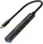 USB-C &scaron;akotuvas deleyCON, 4 jungtys: 1x USB 3.0, 3x USB 2.0, 0,15 m